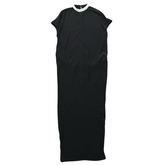 Rick Owens Dirt Silk Beaded Neck Black Maxi Dress - Picture 1 of 14